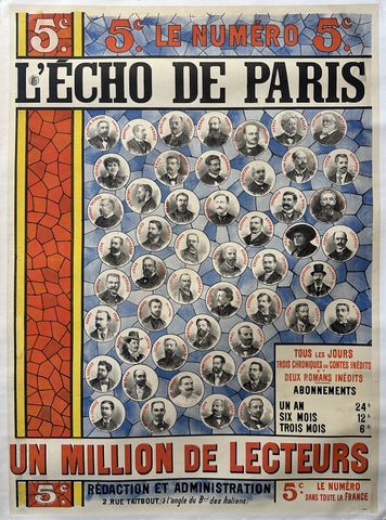 Link to  L'Echo de Paris Un Million de LecteursFrance, c. 1895  Product