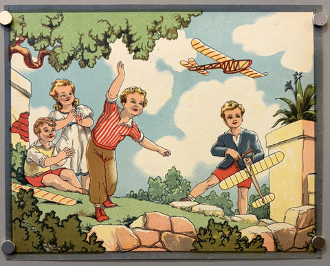 Children playing with toy airplanes