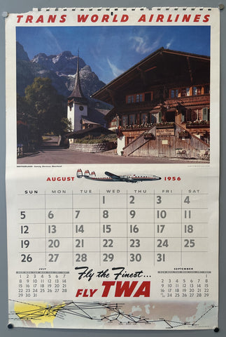 Link to  TWA 1956 Calendar: August, MayUnited States, 1956  Product