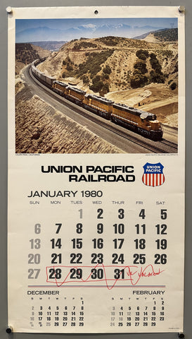 Union Pacific Railroad Calendar 1980 Jan/Dec