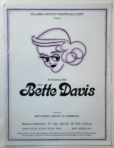 Link to  An Evening With Miss Bette Davis PosterUnited States, 1978  Product