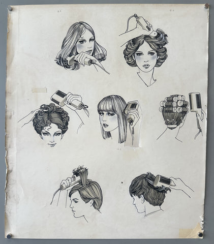 Link to &nbsp;Original Hair Styling Instructional Illustration SheetU.S.A., c.1970's &nbsp;Product