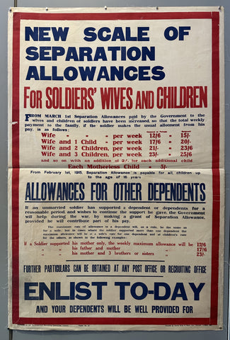 Link to  New Scale of Separation Allowances PosterIreland, 1917  Product