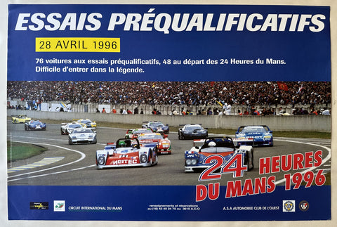 Link to  24 Heures Du Mans Essais Préqualificatifs 1996 PosterFrance, 1996  Product