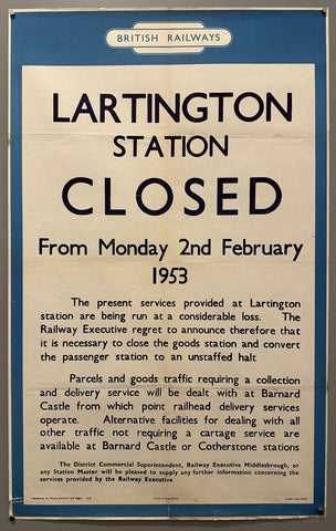 Lartington Station Closed