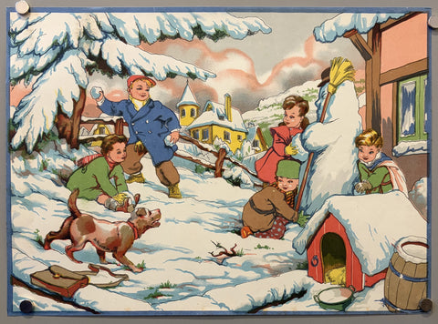 Children playig with snow