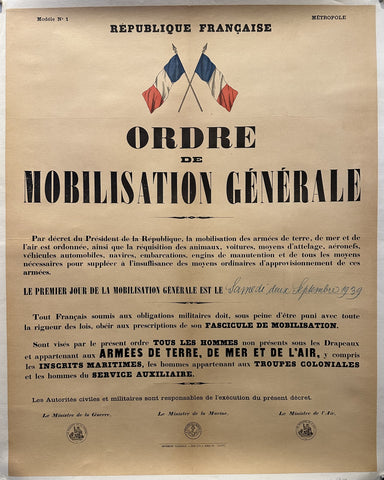 Link to  République Française Ordre de Mobilisation GénéraleFrance, 1938  Product