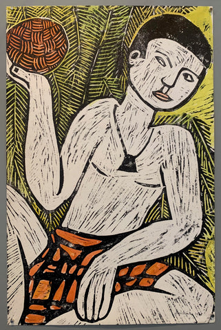 Link to  Man With a Ball Woodblock PrintBrazil, c. 1967  Product