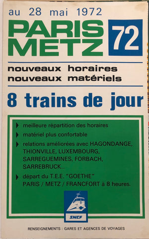 Link to  SNCF: Paris Metz 72 PosterFrance, 1972  Product