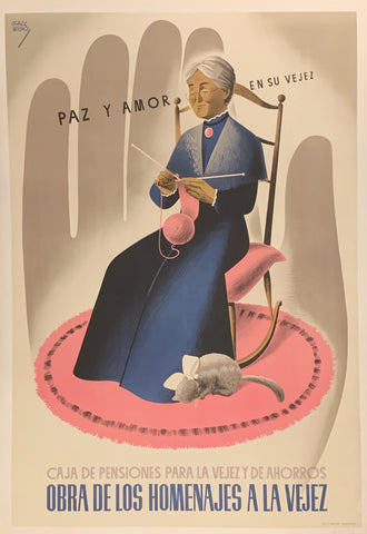 Link to  Caja de Pensiones Para la Vejez Poster ✓Spain, 1954  Product