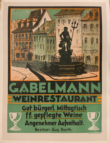 Link to  Gabelmann Weinrestaurant Poster ✓Germany, c. 1920  Product