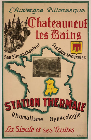 Link to  Chateauneuf les Bains Station Thermale Poster ✓France, c. 1940  Product