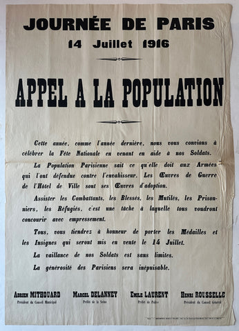 Link to  Appel a la Population Parisienne PosterFrance, 1916  Product