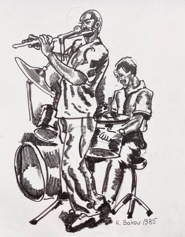Link to  The Flutist Konstantin Bokov Charcoal DrawingU.S.A, 1985  Product