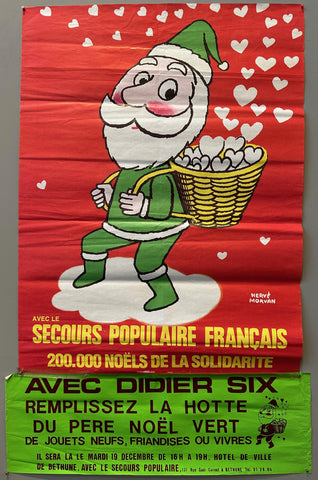 Secours Populaire Français Pere Noël Vert Poster