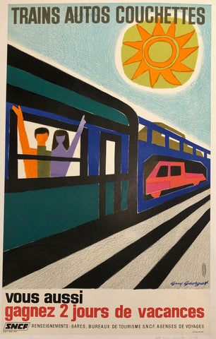 Link to  Trains Auto Couchettes Travel Poster ✓France, 1968  Product