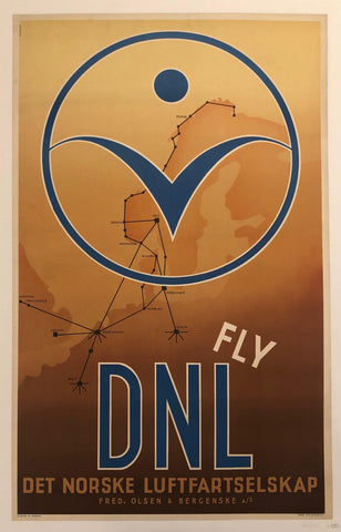 Link to  Fly DNL Travel Poster ✓Norwegia, C. 1955  Product