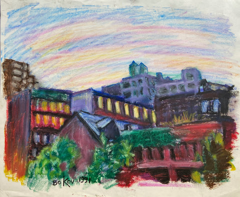 Link to  Rooftops in the City Konstantin Bokov Oil Stick PaintingU.S.A, 1991  Product