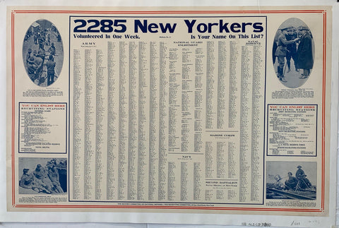 Link to  2285 New Yorkers Volunteered In One Week. Is Your Name On This List?USA, C. 1917  Product