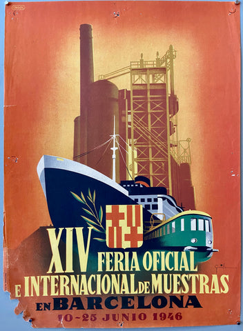 Link to  XIV Feria Oficial e Internacional de Muestras en Barcelona PosterSpain, 1946  Product