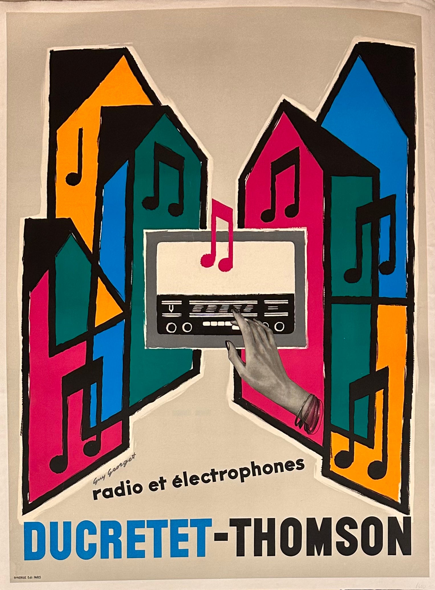 Ducretet-Thomson was a French electronics company that specialized in the production of radios and other electronic devices, and this poster serves as an excellent illustration of their advertising efforts for promoting their products.