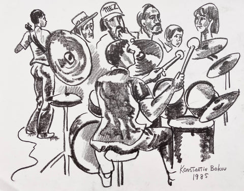Link to  The Percussionist Konstantin Bokov Charcoal DrawingU.S.A, 1985  Product