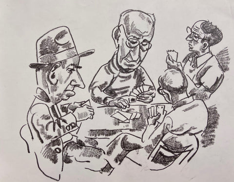 Link to  Card Players Konstantin Bokov Charcoal DrawingU.S.A, 1985  Product