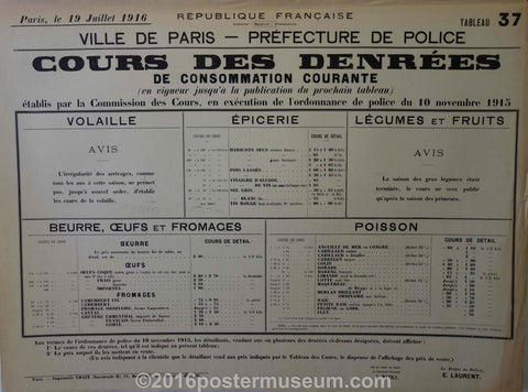 Link to  Cours Des DenréesFrance - 1916  Product