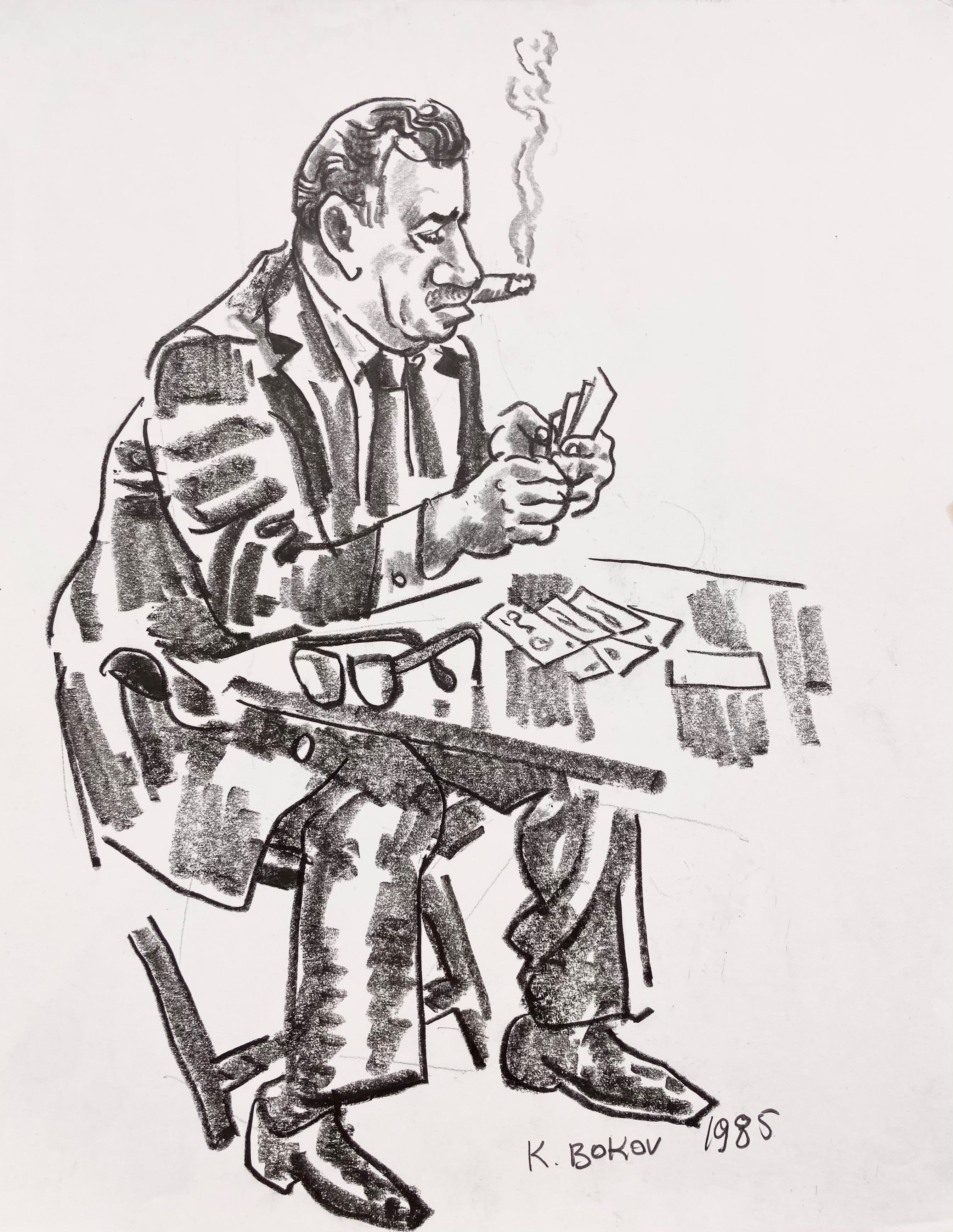 charcoal drawing of a man