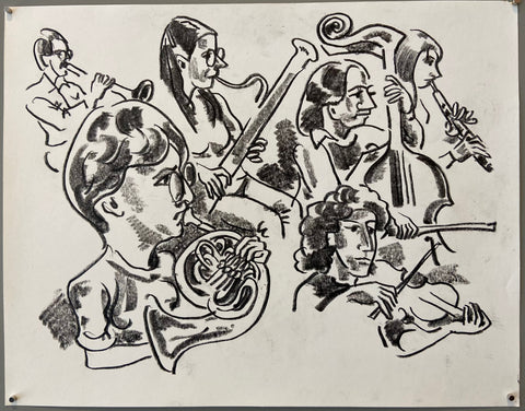 Link to  The Band Playing Konstantin Bokov Charcoal DrawingU.S.A, 1985  Product