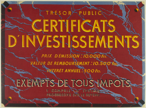 Link to  Certificats D'InvestissementsFrance - c. 1920  Product