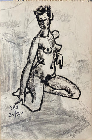 Link to  Seated Female Nude Konstantin Bokov Charcoal DrawingU.S.A, 1989  Product