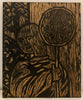 Men Fishing and Monk With Staff, Double-Sided Woodblock