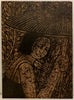 Woman Fishing and Woman With Umbrella, Double-Sided Woodblock