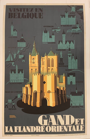 Link to  Gand et la Flandre Orientale Poster ✓Belgium, c. 1955  Product