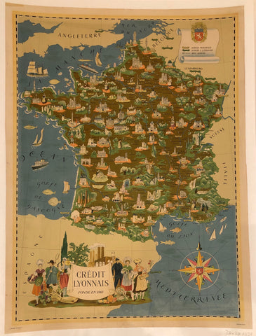 Link to  Credit Lyonnais France Map ✓France, c. 1951  Product