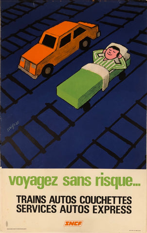 Link to  Voyagez Sans Risque SNCF Travel Poster ✓France, 1970  Product