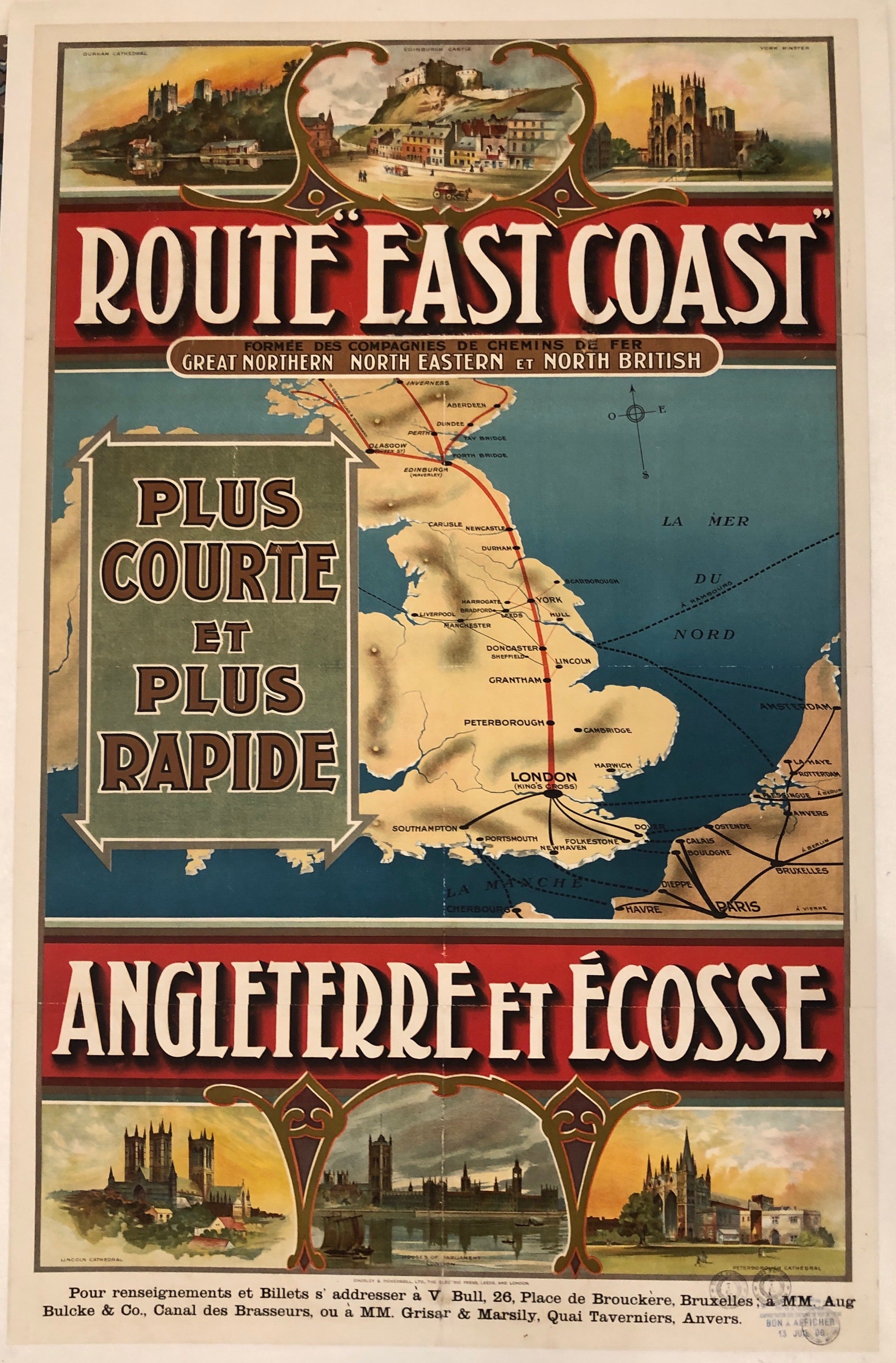 Route East Coast Angleterre Et Écosse Travel Poster ✓