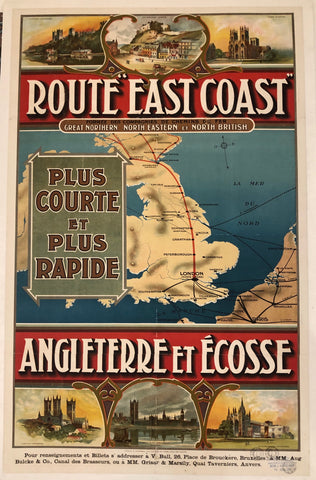 Link to  Route East Coast Angleterre Et Écosse Travel Poster ✓France, c. 1911  Product