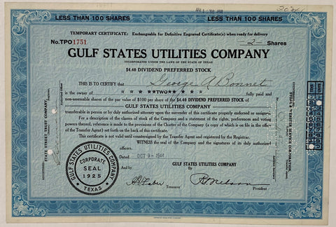 Link to  Gulf States Utilities Company (4)USA, 1944  Product