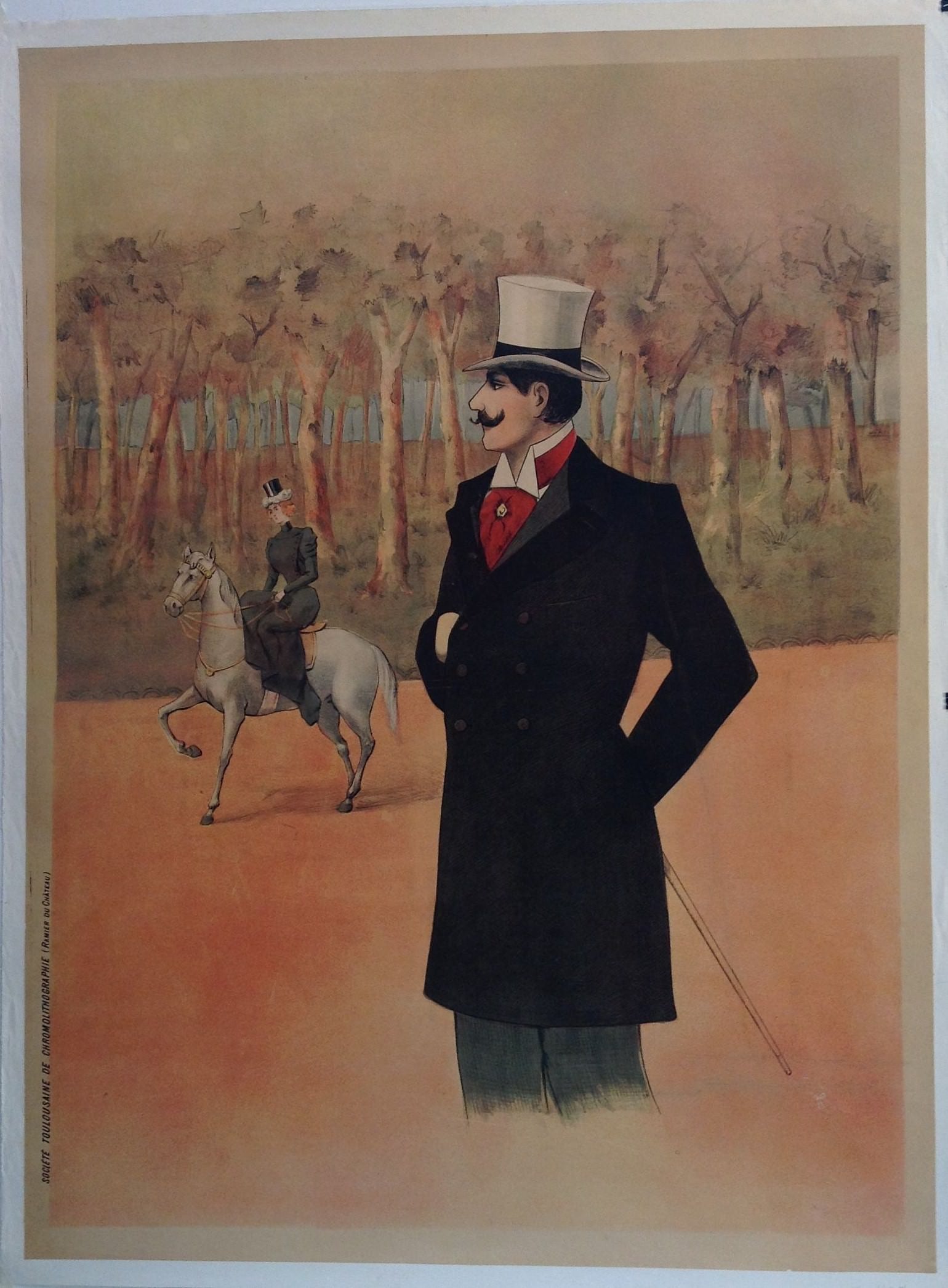 Gentleman walking by Lady Horseriding