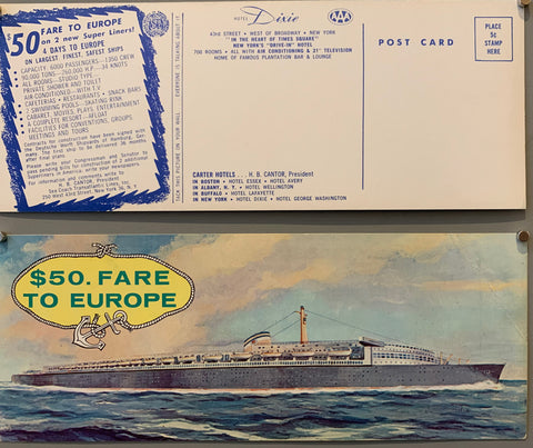 Link to  Fare to Europe PostcardU.S.A, c. 1960  Product