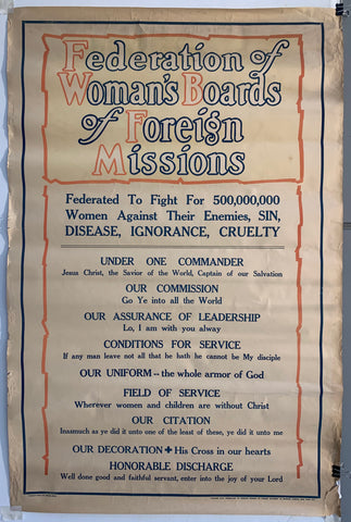 Link to  Federation of Woman's Boards of Foreign Missions PosterU.S.A., 1919  Product