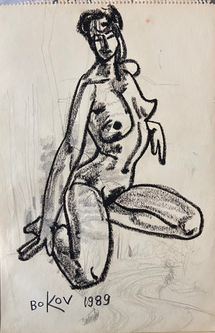 Link to  Seated Female Nude Konstantin Bokov Charcoal DrawingU.S.A, 1989  Product