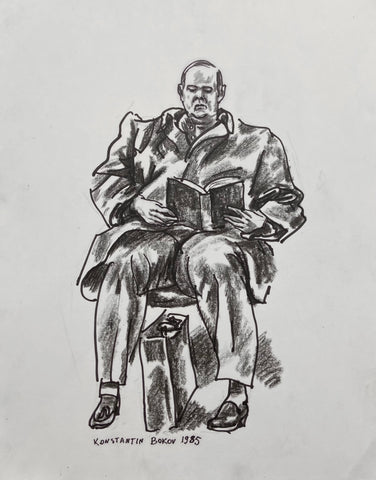 Link to  Reading While Commuting Konstantin Bokov Charcoal DrawingU.S.A, 1985  Product