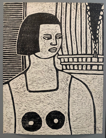 Link to  Woman Staring Woodblock PrintBrazil, c. 1964  Product