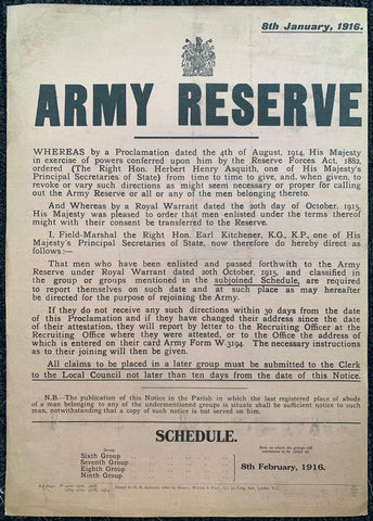 Link to  Army Reserve ScheduleEngland, C. 1945  Product