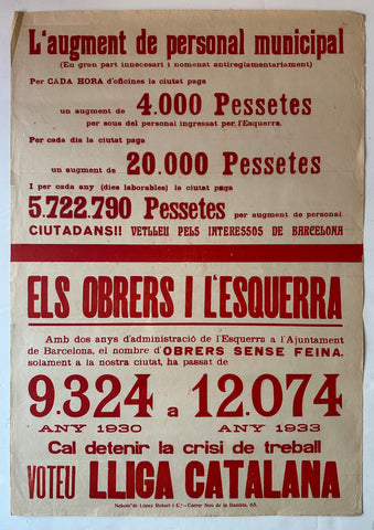 Link to  Els Obrers I L'Esquerra PosterSpain, 1933  Product