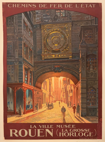 Link to  Rouen (La Grosse Horloge) Poster ✓France, c. 1930  Product