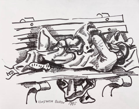 Link to  Homeless Man Sleeping Konstantin Bokov Charcoal DrawingU.S.A, 1985  Product